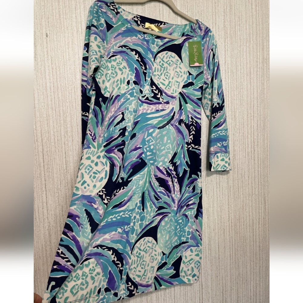 NWT Lilly Pulitzer Size Medium Hollee Dress In Bright Navy Alotta Colada - Picture 9 of 12